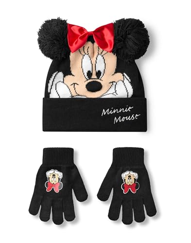 Disney Minnie Mouse Girls Beanie Hat & Gloves Set...