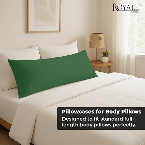 Image of ROYALE LINENS Body Pillow Cover - Double Brushed 1800 Microfiber - 20 inchx54 inch with Hidden Zipper Closure - Wrinkle & Fade Resistant - Super Soft Body Pillowcase 2 Pack (Hunter Green, Pack of 2)