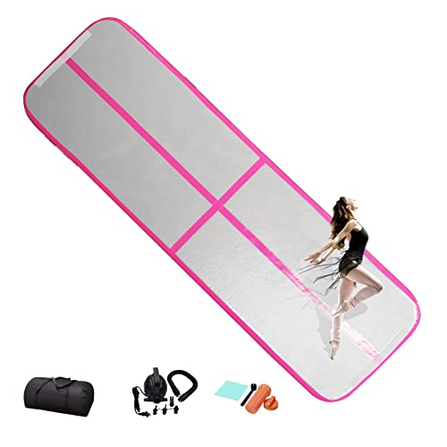 Inflatable Gymnastics Mat 10X3.3 Ft Mat 4In Thick Tumbling Mat(Pink)，Inflatable Yoga Mat With Electric Pump(600W) For Home/Gym/Outdoor Use #TOP2
