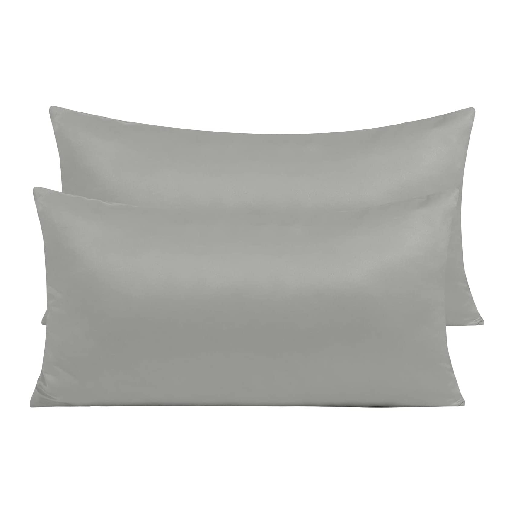Pack 2 Fundas de Almohada de Microfibra con Cremallera Funda Almohada Transpirable Suave Antiarrugas (Gris, 45x90 cm)