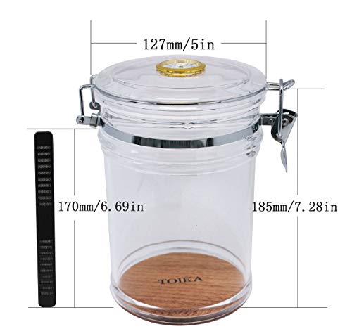 TOIKA Elegant Clear Acrylic Cigar Humidor Case,Cigar Jar Container with Hygrometer,Cigar Storage Case Box, Stores About 18 Cigars