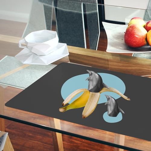 Set de table en liège grand format noir au design surréaliste Banane Dauphin - 6