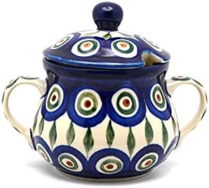 Polish Pottery Sugar Bowl - Peacock