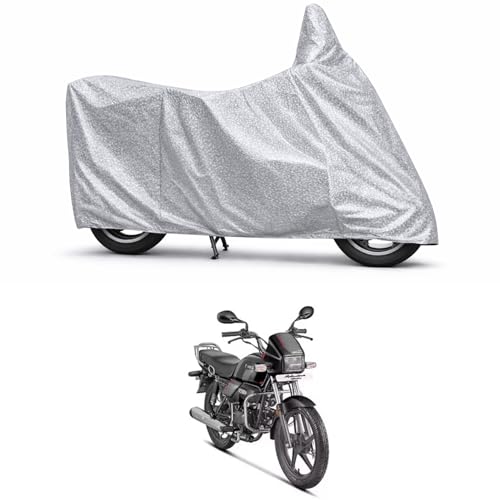 Image of 100% Waterproof Two Wheeler Body Cover Multi Layered Fabric Designed for Hero Splendor Plus | Belt Buckle Lock | Silver Mag