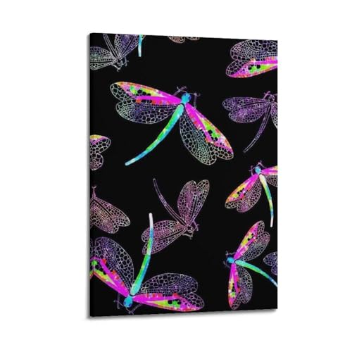 Poster libellules motif coloré 40x60 pour habiller un mur blanc vide