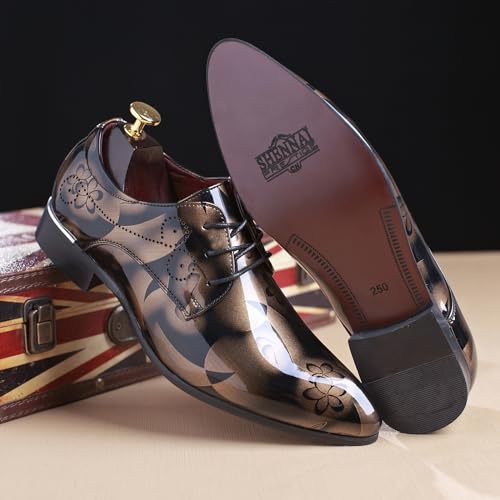 Men's Patent PU Leather Derby Shoes Wedding Wingtip Dress Shoes Men's Formal Footwear3