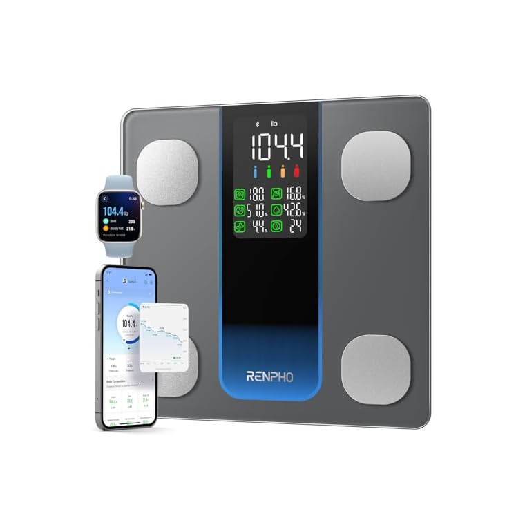 RENPHO Smart Scale for Body Weight, FSA HSA Eligible, Weight Scale with 7-in-1 Large Display for BMI, Body Fat, Muscle Mass, 13 Body Composition, High Accurate Bluetooth Scale, 500lbs, 11.8", Elis 2XL