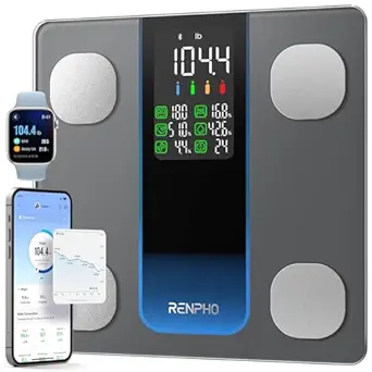 RENPHO Smart Scale for Body Weight, Weight Scale with 7-in-1 Large Display for BMI, Body Fat, Muscle Mass, 13 Body Composition, High Accurate Bluetooth Scale, 500lbs, 11.8", Elis 2XL
