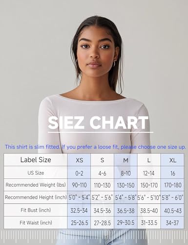 Womens Boat Neck Tops Long Sleeve, Basic Tee Shirt Ribbed Slim Fitted Casual Office T-Shirt2