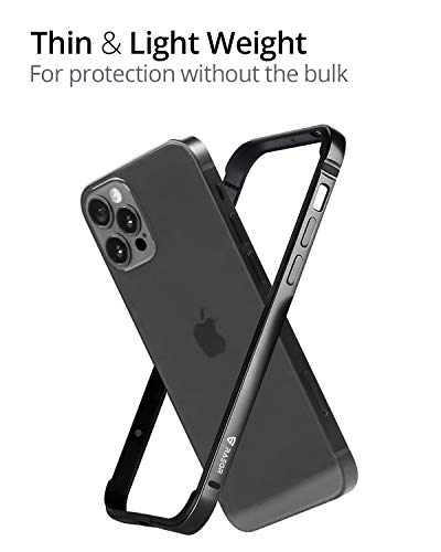 Image of RAEGR Phone Case | Anodized Aluminum Bumper | Supports Magnetic Wireless Charging | Edge Armor Protective Minimal Case Compatible with iPhone 12 Pro Max 5G (6.7-inch) (2020) - Black RG10185