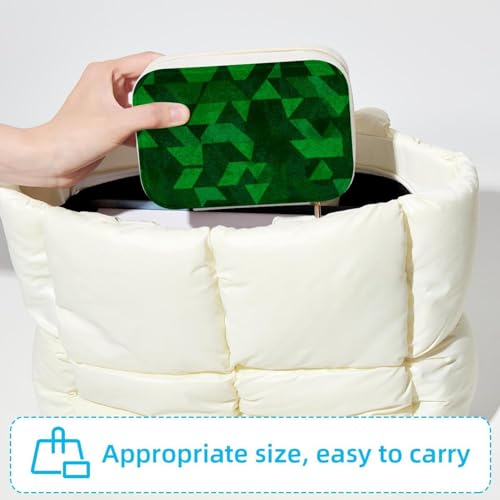 Boîte à bijoux double couche et spacieuse vert géométrique - 6