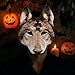 1Pcs Wolf Mask Halloween Half Face Wolf Mask Masquerade Masks for Halloween Christmas Carnival Cosplay Costume Accessories (Brown)