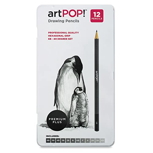 Artpop! Professional Drawing Pencil Set Of 12, 6B – 4H Graphite Art Pencils With Hexagonal Grip, Ideal For Sketching, Art Drawings, And Shading, Includes Metal Tin #TOP1