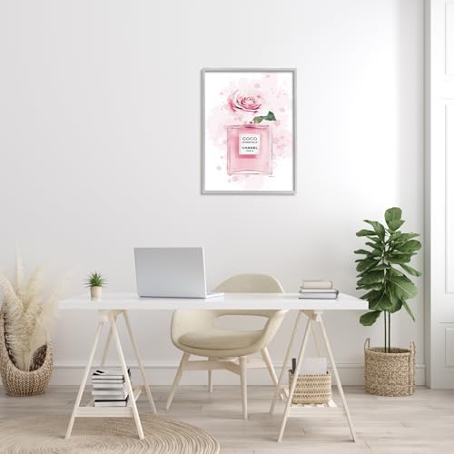 Image of Pink Flower Perfume Glam, 24 x 30 Inch Framed Giclee Print | Stupell Industries . By Amanda Greenwood . Ready to hang . Giftable accent for home decor . Made in USA