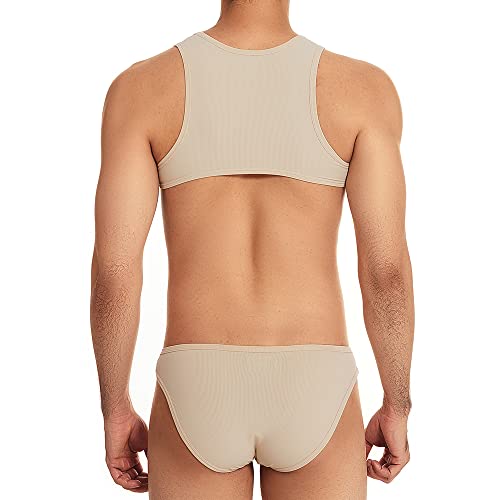 Sexy Men Chest Harness Crop Tops Briefs Sets Elastic Fitness Gym Bodybuilding Muscle Singlet Vest Underwear4