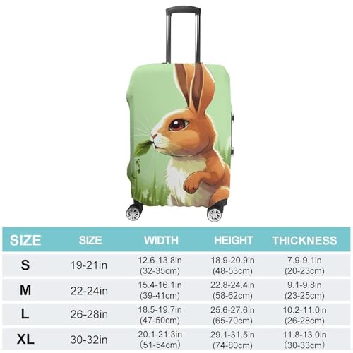 Cartoon Rabbit Eating Grass Travel Luggage Cover Elastic Washable Suitcase Cover Dustproof Anti-Scratch Suitcase Protector Fits 19-32 Inch Luggage, L2