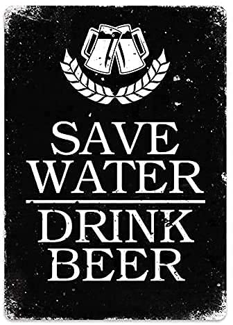 Lawenp Save Water Drink Beer Vintage Wall Decor Bar Decor Aluminum Sign for Home Kitchen Bar Funny Sarcastic Metal 8 x 12 Inches Tin Sign