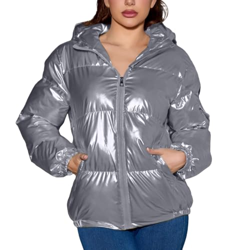 Chaqueta acolchada para mujer de invierno Minority Maillard Bright Coat acolchada, plata, XL