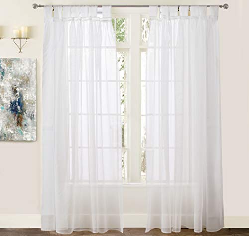 Driftaway Sheer Off White Window Curtains 84 Inches Tab Top Faux Linen Textured Vintage Light Filtering Sheer Drapes For Living Room Window Treatments For Bedroom Privacy Protection Set Of 2 #TOP19