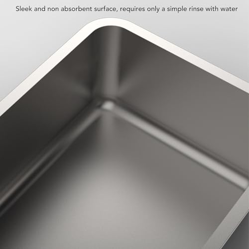 Caixa de Areia de Aço Inoxidável, Bandeja Superior Aberta da Maca do Gato Lado Alto Anti Respingo Ca