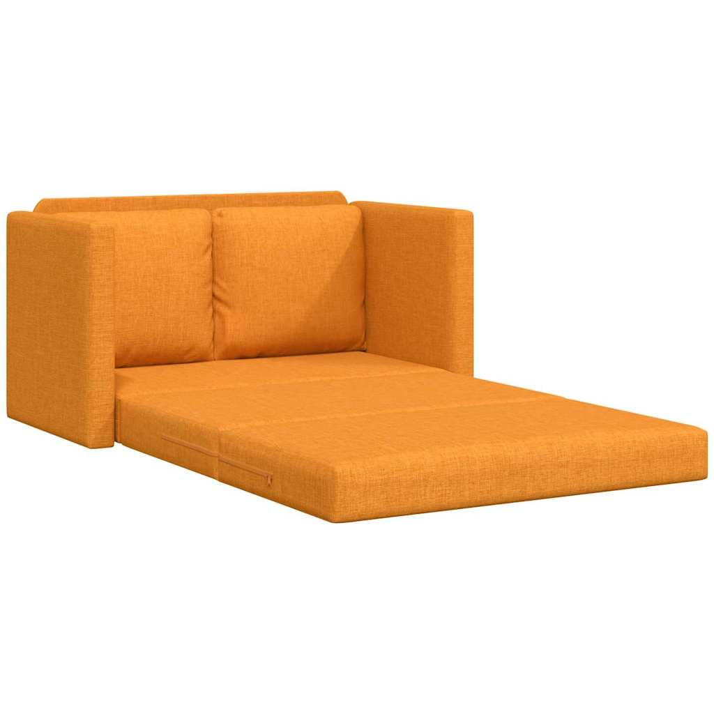 Sofá cama de color amarillo oscuro con función de dormir, 112 x 174 x 55 cm, pequeño sofá cama de tela y metal, banco con asiento cómodo para salón, habitación juvenil, estudio, habitación de
