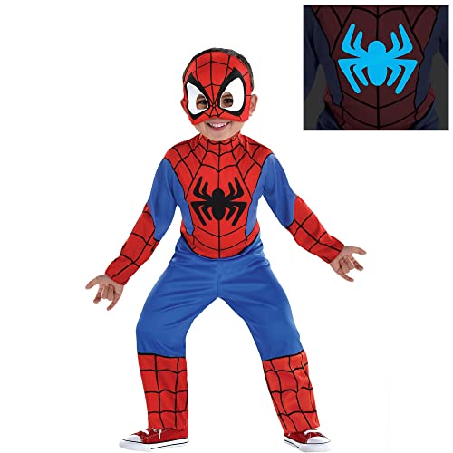 Party City Spidey & His Amazing Friends: Spider-Man Boy Halloween Costume for Toddlers 3-4