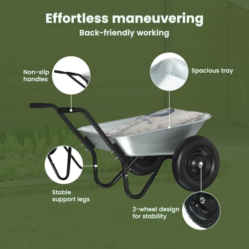 Brouette argent et noir vidaXL chariot de jardin et terrasse - 5