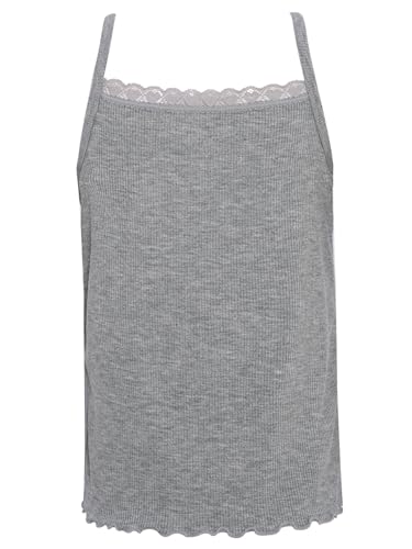 YEAHDOR Kids Girls Ribbed Tank Tops Sleeveless Lace Trim Spaghetti Strap Camisole Vest Basic Undershirts4