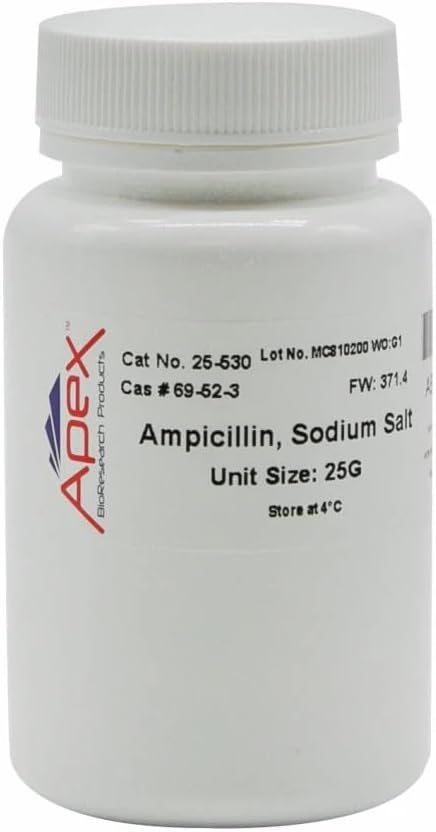 Apex Bioresearch Products 25-530 Ampicillin, Sodium Salt, CAS# 69-52-3; MW 371.4, 25 g/Unit