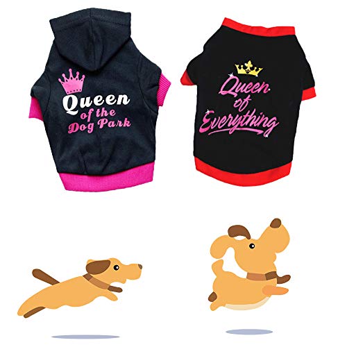Deruila Winter Dog Hoodie For Small Medium Dogs Girl Puppy Pet Princess Hoodies Shirt For Cat Chihuahua Yorkie Shih Tzu,Set Of 2 #TOP15