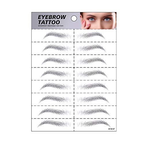 SUJING 8 Pairs Eyebrow Tattoos Peel Off 6D Eyebrow Tattoo Sticker Nature False Eyebrows Hair-Like Authentic Eyebrows Long Lasting Waterproof Temporary Tattoo Eyebrow for Eyebrow Grooming Shaping (H)
