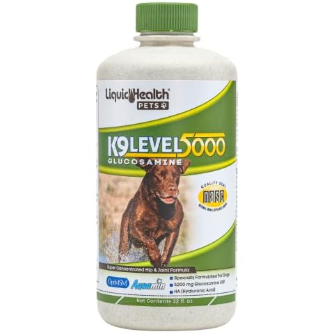LIQUIDHEALTH 32 Oz K9 Liquid Glucosamine for Dogs Level 5000 with Glucosamine Chondroitin, Dogs MSM, Boswellia Serrata – Dog Hip and Joint Health, Dog Vitamins for Dog Joint Pain, Dog Joint Oil Cover