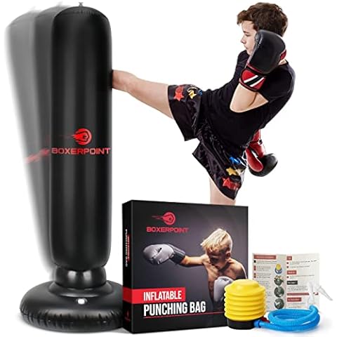 Boxerpoint Inflatable Punching Bag for Kids - 63" Standing Boxing Bag for Children Boys and Girls Training Karate, Boxing, Taekwondo, MMA and Kickboxing or Relieve Pent up Energy Cover