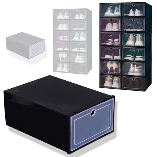 La Mejor Recopilación de Caja zapatera de plastico que puedes comprar esta semana. 42 Cajas de Zapatos de Almacenamiento Plástico 12 PCS - Caja Zapatero Plástico Plegable y Apilable, con Transparente Tapas, Organizadores de Almacenamiento, para Zapatos y Juguetes...