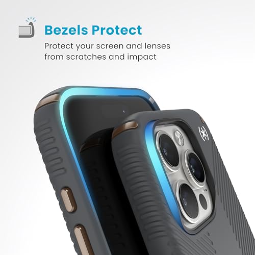 Image of Speck iPhone 16 Pro Case - Slim Phone Case iPhone 16 Pro - iPhone 16 Pro Phone Case - Presidio 2 Grip - Charcoal Grey /Bronze
