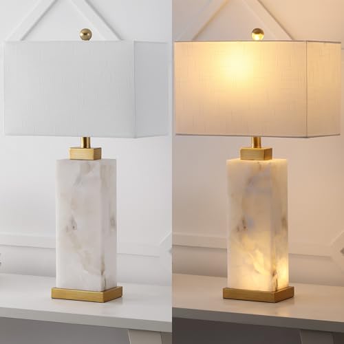 JONATHAN Y JYL6201A Elizabeth 27.5" Alabaster LED Table Lamp Coastal Contemporary Bedside Desk Nightstand Lamp for Bedroom Living Room Office College Bookcase LED Bulb Included, White/Gold Leaf - Image 7