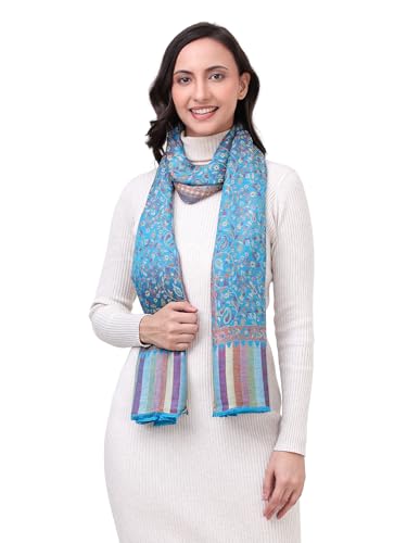 Image of EH Pashmina Stole, Reversible Jamawar weave in beautiful paisley & floral, very soft MODAL fabric, all season Stole, Scarf, Wrap.