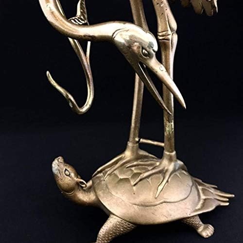 人気 【年代物】ロウソク立て アンティーク 鶴 亀 真鍮製 香炉 燭台