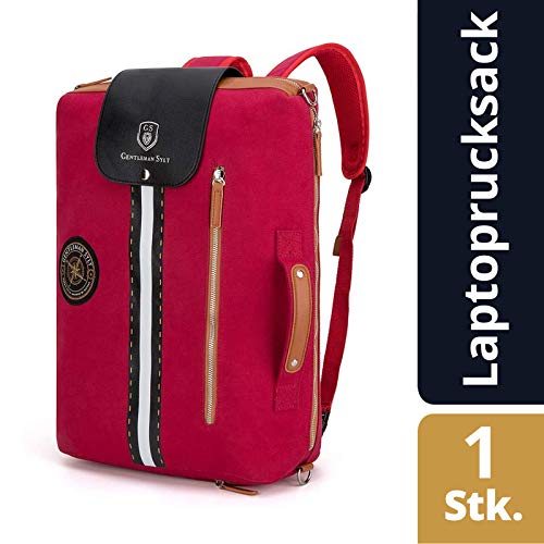 Preisvergleich Produktbild GENTLEMAN SYLT Laptoprucksack rot, Moderne Aktentasche mit Laptopfach, abnehmbare Riemen, Rucksack wasserabweisend 49x31x18cm
