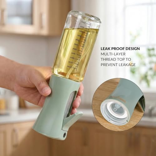 Image of Nestasia Glass Oil Sprayer Bottle for Kitchen (220ml) - 100% Food-Safe Vinegar & Olive Oil Spray Bottle for Healthy Cooking, Salad Dressing, Air Fryer, BBQ & Grilling (Sage Green)