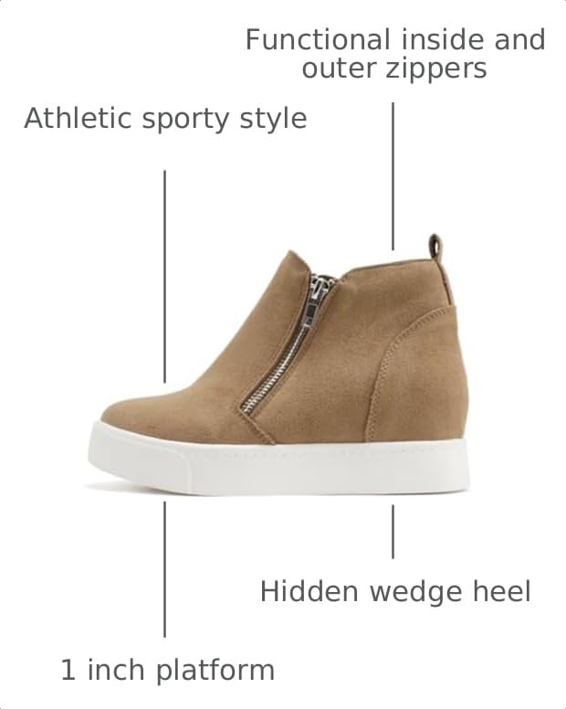 Image of Soda Taylor Hidden Wedge Sole Booties Ankle Heels Sneaker Shoes Side Zipper