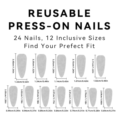 Long Stiletto Press on Nails Colorful Flower Fake Nails with Design French Tip Full Cover False Nails Acrylic Artificial Glue on Nails for Women 24 Pcs Nail Supplies — view 5