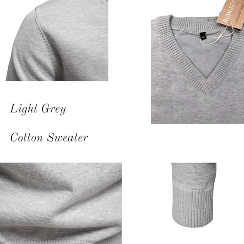 Men's V-Neck Pullover Sweater, Cotton Knit Long Sleeve Dress Sweaters, Fashion Slim Fit Sweater2