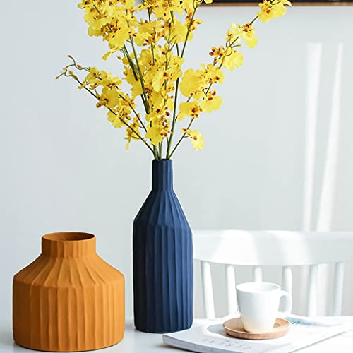 Vase céramique mat sèche fleur decoration table salon moderne couleur jaune