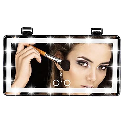 Car Visor LED Vanity Mirror, Rechargeable Car Makeup Mirror with LED Lights for Car Truck SUV Rear View Mirror Sun, Shading Cosmetic Mirror with Touch on Screen for Cars. (Black) Cover