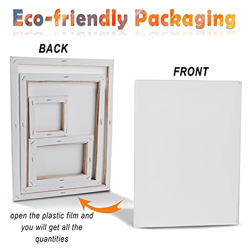 20 Packs Stretched Canvases With Multi Pack 4X4", 5X7", 8X10",9X12", 11X14" (4 Of Each) Primed White Blank- Good For Acrylic Oil Painting Wet Or Dry Art Media #TOP6