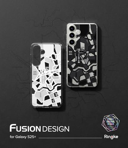 Image of Ringke Fusion Design Compatible with Samsung Galaxy S25 Plus Case Cover Hard Graphic Designed Back Soft Flexible TPU Bumper Scratch Resistant Natural Form Galaxy S25 Plus Back Cover - Seoul Map Black