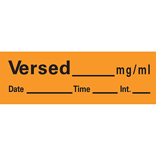 Pdc An-149 Anesthesia Removable Tape With Date, Time & Initial, Versed Mg/Ml, 1/2" Width, 500" Length, 333 Imprints, Orange #TOP2