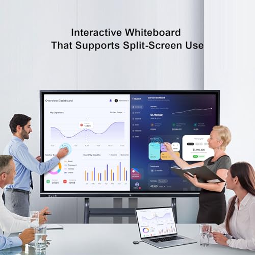 Image of 75 inch Smart Board, 4K UHD Interactive Whiteboard, Digital Touchscreen Smartboard with Open App Ecosystem & Dual System, Ideal for Classroom, Home, Office, Business (Wall Mount Included)