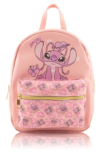 Disney Lilo and Stitch Backpack for Women Men Boys Girls Unisex | Cute PU Leather 10 Angel Mini Backpack Purse Shoulder Purse | Angel Bag and Accessories